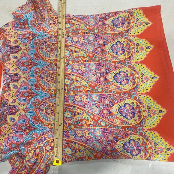 Talbots Top Womens Petite XLP Paisley Vibrant Tee Shirt 3/4 Sleeve Colorful Spri - Picture 4 of 10